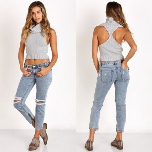 One Teaspoon Freebirds Skinny Jeans Distressed Light wash Denim Ankle Zip - Picture 3 of 16